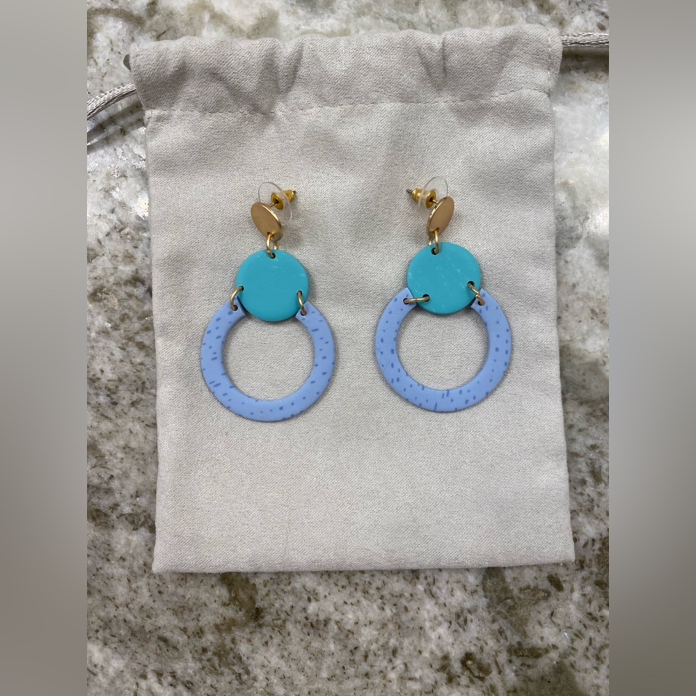 Stylish Blue and Gold Earrings